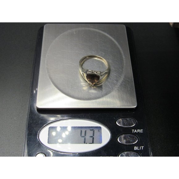 Size 9 Sterling Silver And 14k Gold Accent Smoky Quartz & Diamonds Ring - Picture 7 of 7